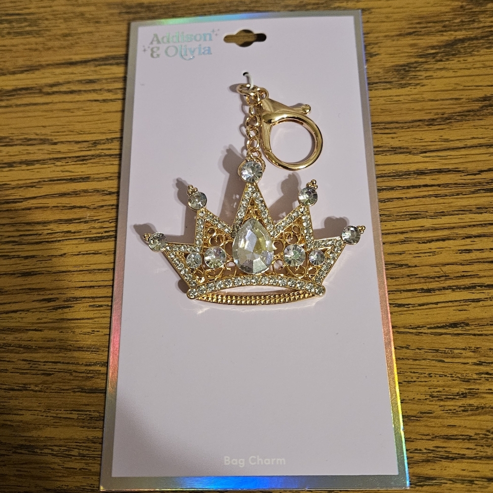 Gold Large 3D Crown Bag Charm - Picture 5 of 9